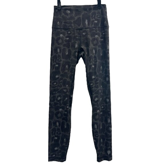 $98 Lululemon Black Multi Spray Leopard Align High-Rise Pant 25" Leggings size 4 - Picture 1 of 5